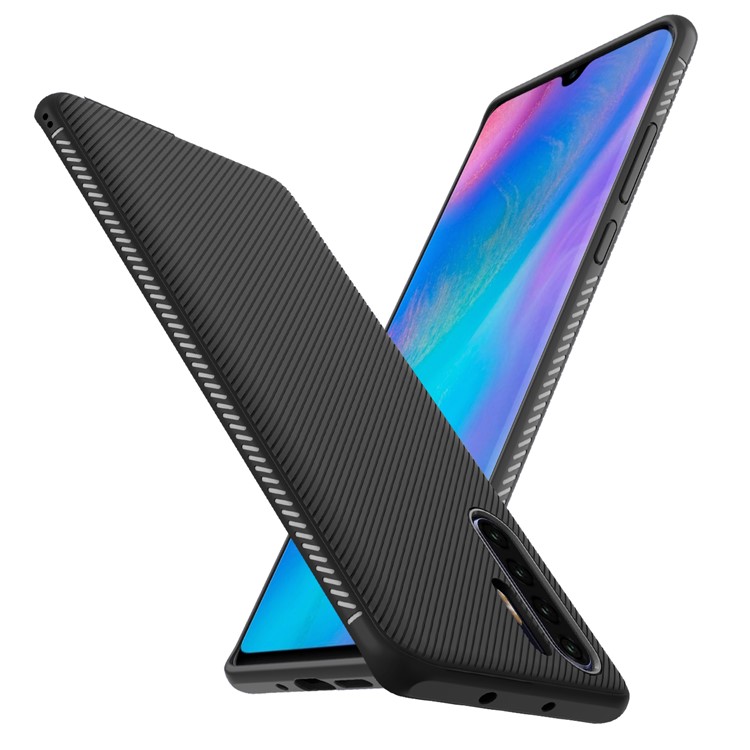 Jazz Series Twill Texture TPU Back Mobile Cover for Huawei P30 Pro - Black-1
