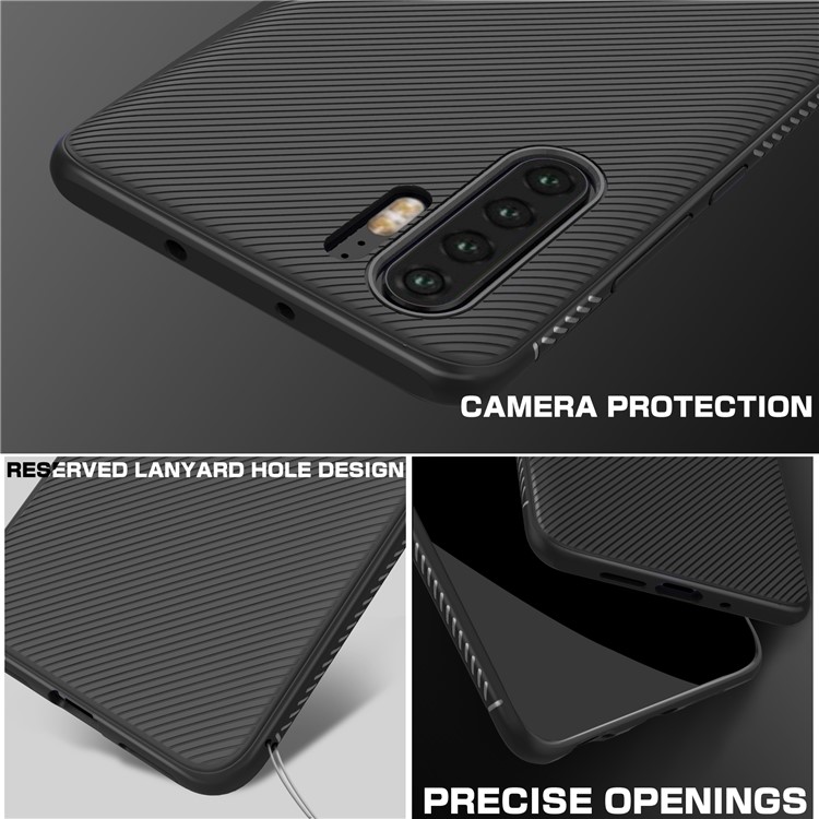 Jazz Series Twill Texture TPU Back Mobile Cover for Huawei P30 Pro - Black-6