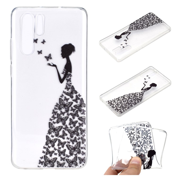 For Huawei P30 Pro Pattern Printing TPU Cell Phone Cover - Butterfly Girl-1