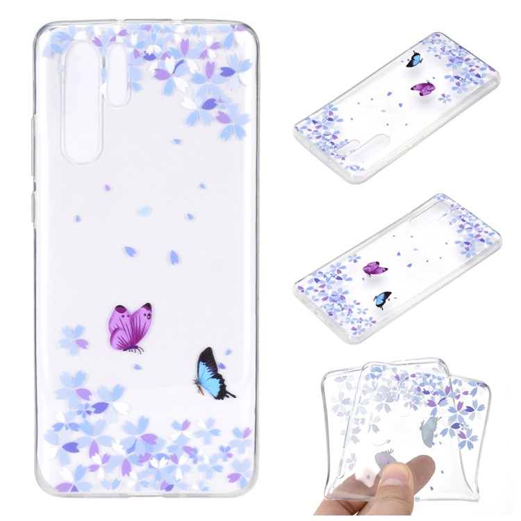 For Huawei P30 Pro Pattern Printing TPU Soft Mobile Case - Butterfly and Flower-1