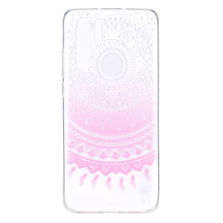 For Huawei P30 Pro Pattern Printing TPU Case Accessory - Clear and Pink Mandala-2