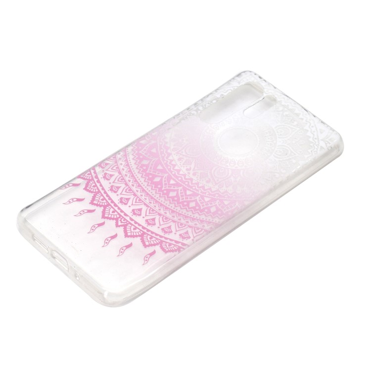 For Huawei P30 Pro Pattern Printing TPU Case Accessory - Clear and Pink Mandala-3