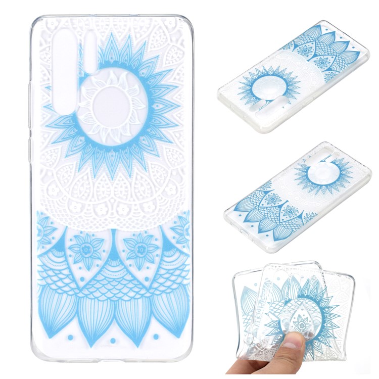 For Huawei P30 Pro Pattern Printing TPU Mobile Casing Shell - Blue Mandala-1