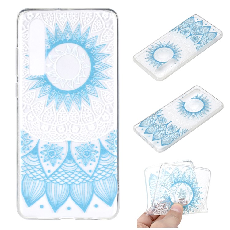 Pattern Printing Soft TPU Shell for Huawei P30 - Blue Mandala-1