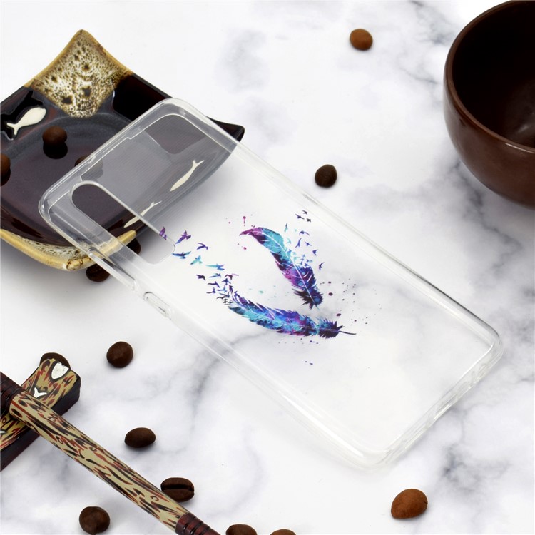 Patrón De Impresión Suave Cáscara Del Teléfono TPU Para Huawei P30 - Pluma Y Pájaro-6