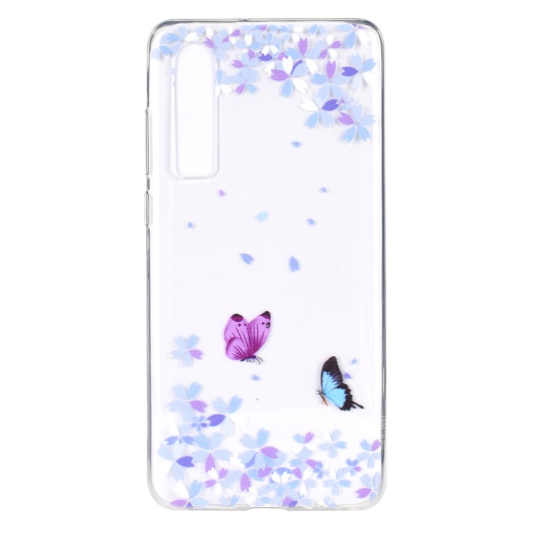 Pattern Printing Soft TPU Phone Casing for Huawei P30 - Butterfly and Flower-2