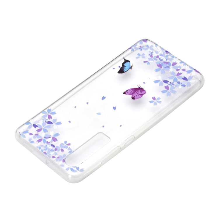 Pattern Printing Soft TPU Phone Casing for Huawei P30 - Butterfly and Flower-4