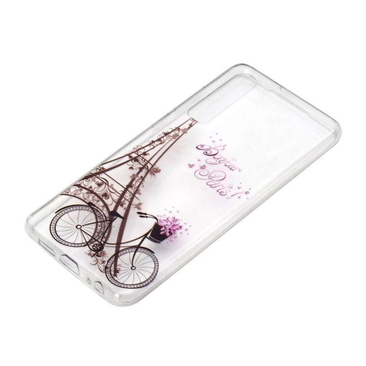 Pattern Printing Soft TPU Case Accessory for Huawei P30 - Eiffel Tower and Bicycle-3
