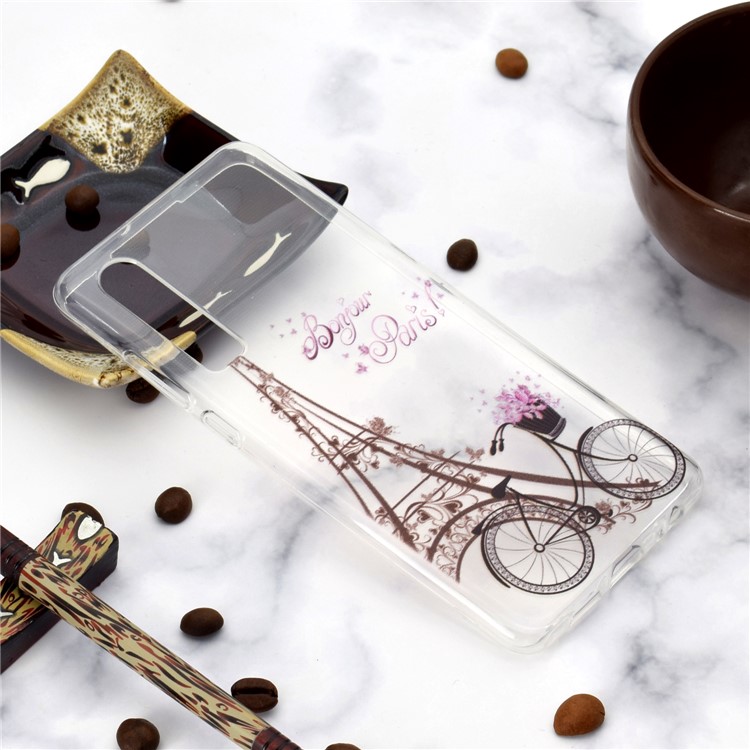 Pattern Printing Soft TPU Case Accessory for Huawei P30 - Eiffel Tower and Bicycle-6