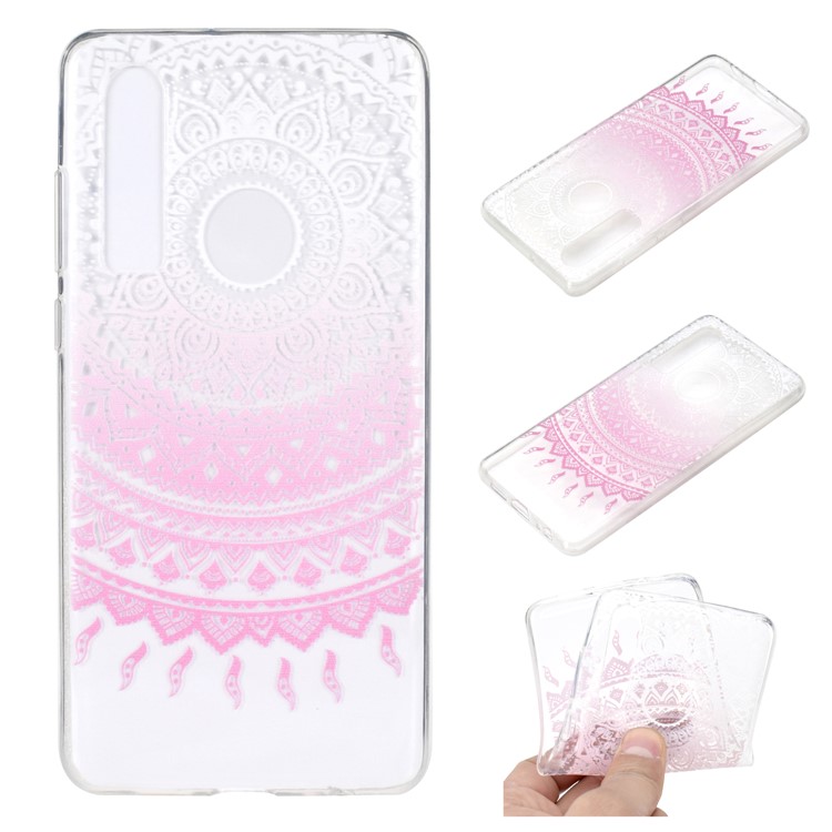 Pattern Printing Soft TPU Cover Shell for Huawei P30 - Clear and Pink Mandala-1