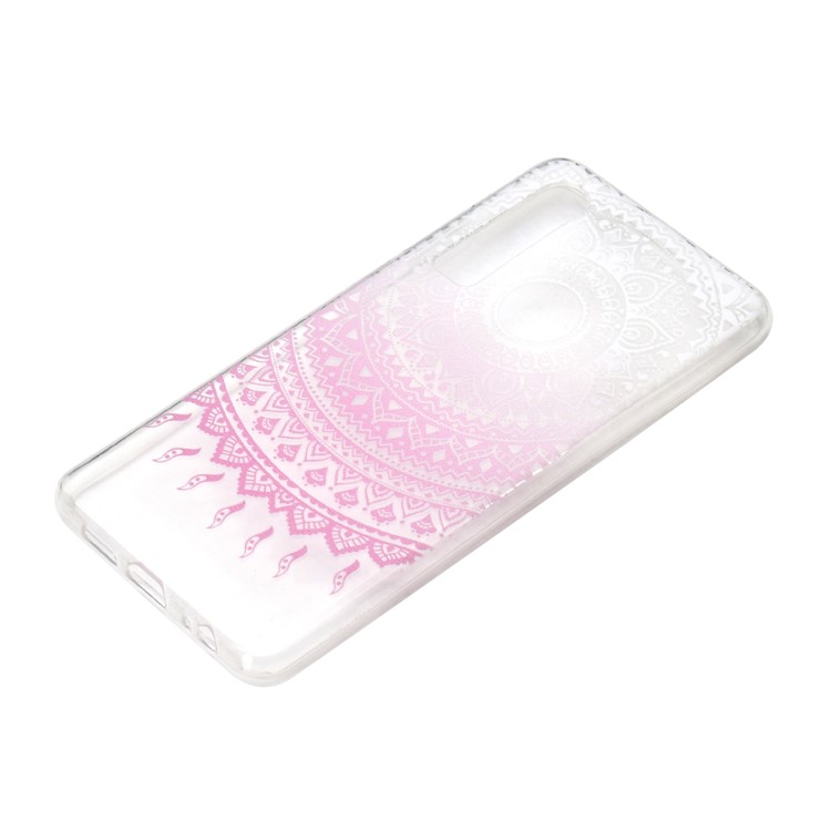 Pattern Printing Soft TPU Cover Shell for Huawei P30 - Clear and Pink Mandala-3