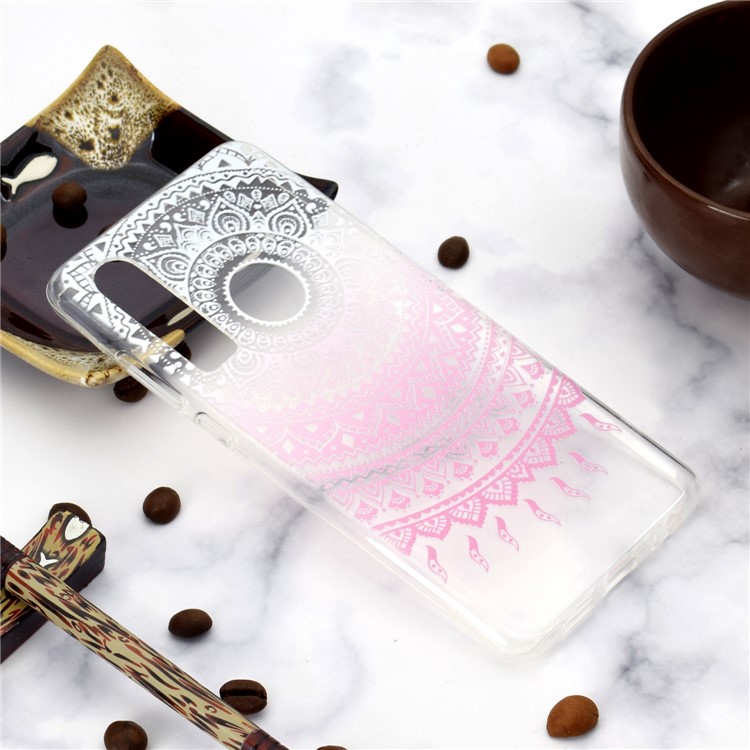 Pattern Printing Soft TPU Cover Shell for Huawei P30 - Clear and Pink Mandala-6