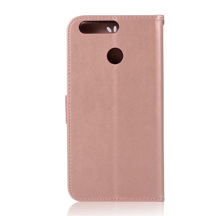 Imprint Owl Dream Catcher Wallet Stand Leather Shell for Huawei Honor View 20 / V20 - Rose Gold-3
