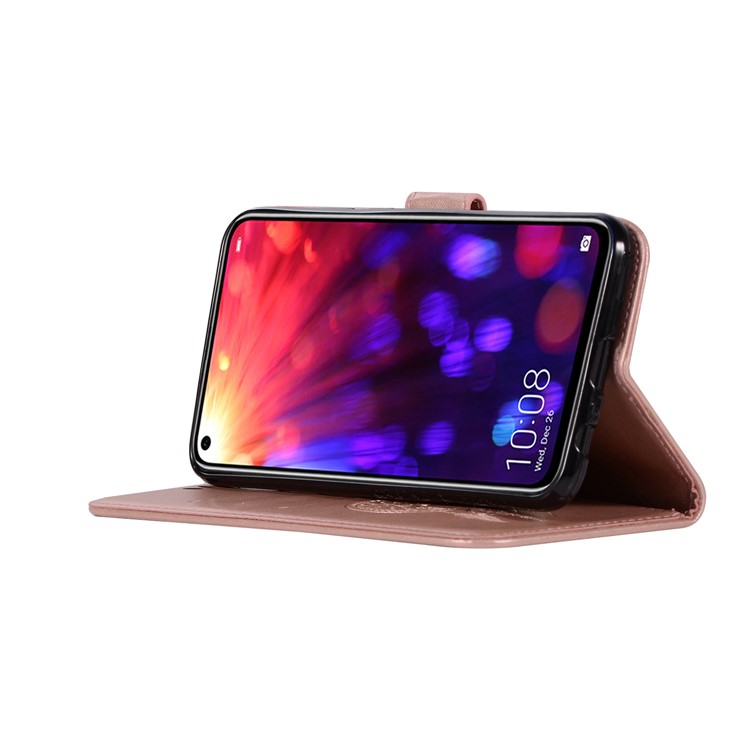 Imprint Owl Dream Catcher Wallet Stand Leather Shell for Huawei Honor View 20 / V20 - Rose Gold-5