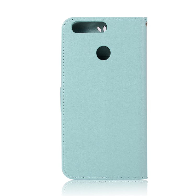 Imprint Owl Dream Catcher Wallet Stand Leather Mobile Phone Cover for Huawei Honor View 20 / V20 - Cyan-3