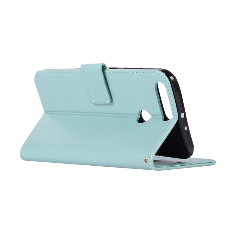 Imprint Owl Dream Catcher Wallet Stand Leather Mobile Phone Cover for Huawei Honor View 20 / V20 - Cyan-6