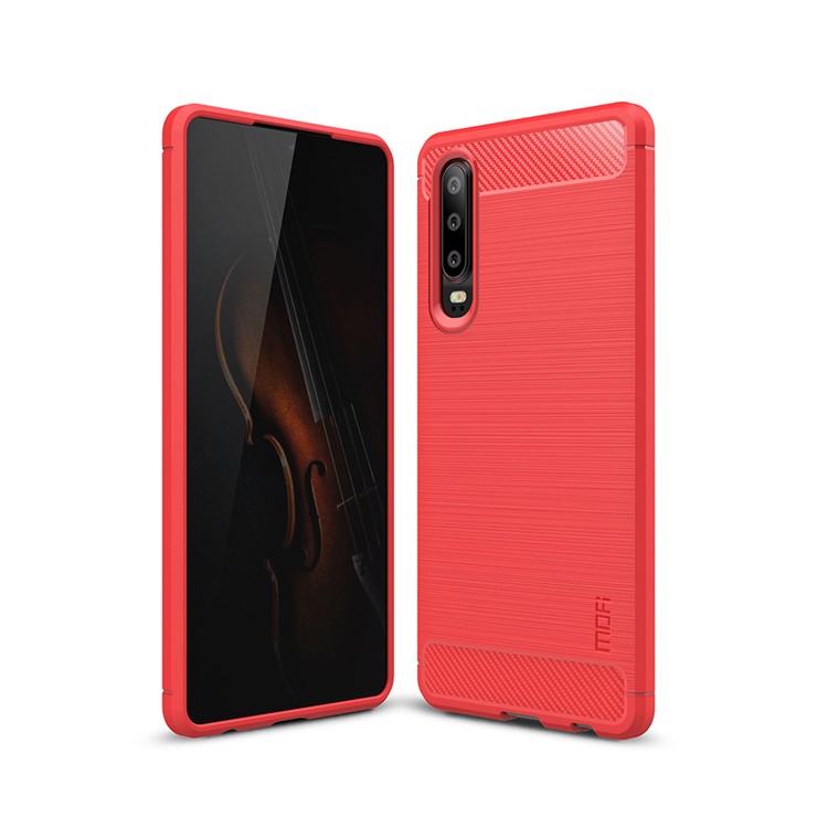MOFI Carbon Fiber Texture Brushed TPU Shell Case for Huawei P30 - Red