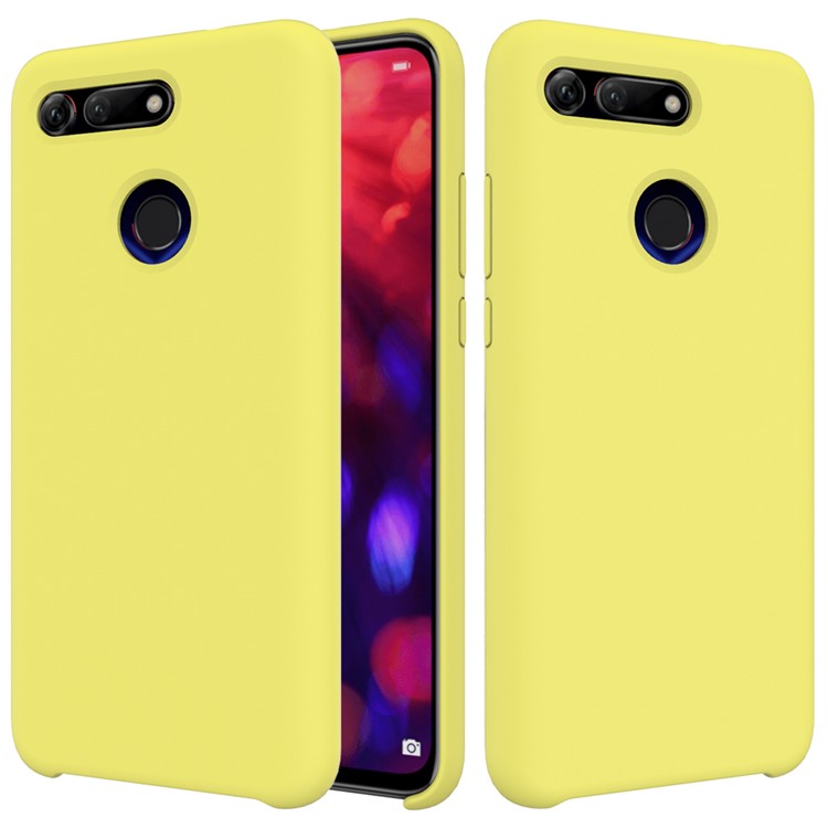 Liquid Silicone Phone Cover for Huawei Honor View 20/V20 - Yellow-1