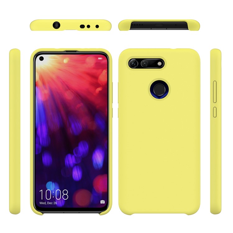 Liquid Silicone Phone Cover for Huawei Honor View 20/V20 - Yellow-2