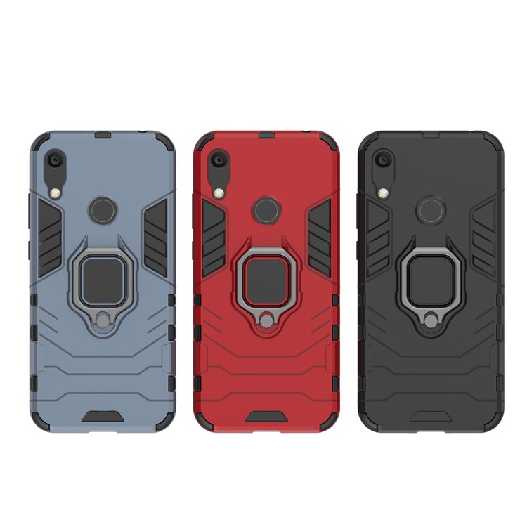 TPU + PC Hybrid Case with Finger Ring Kickstand for Huawei Honor 8A / Y6 (2019, with Fingerprint Sensor) / Y6 Prime (2019) - Black-10