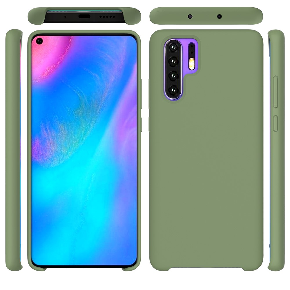 Liquid Silicone Phone Case for Huawei P30 Pro, Soft Anti-Scratch Microfiber Lining Protection Cover - Green-2