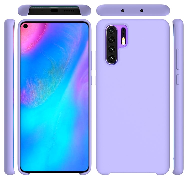 Caixa de Telefone de Silicone Líquido Para Huawei P30 Pro, Tampa de Proteção de Forro de Microfibra Macio Anti-arranhão - Roxo-2