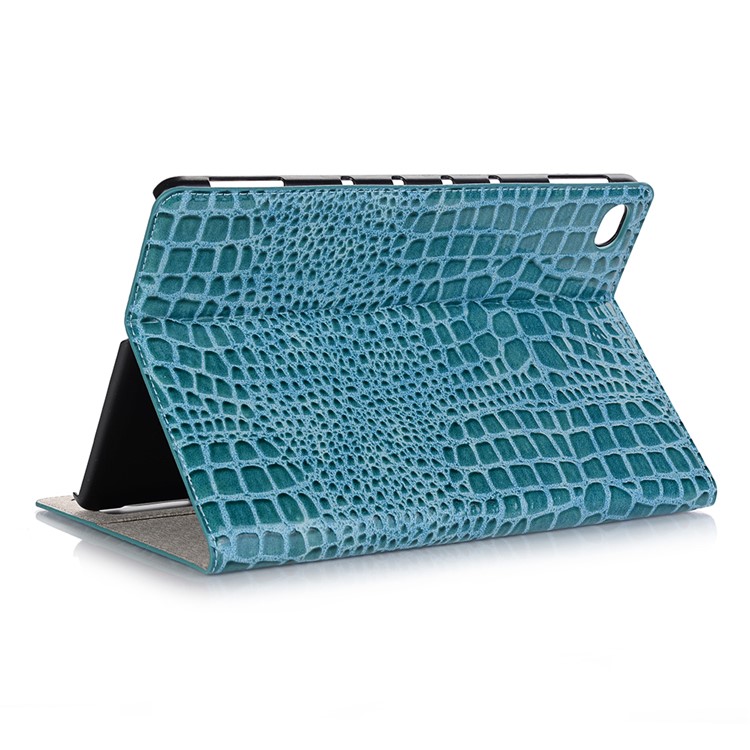 Krokodil-Leder-Smart-Shell-Hülle Für Huawei Mediapad M5 10 / M5 10 (Pro) - Blau-3