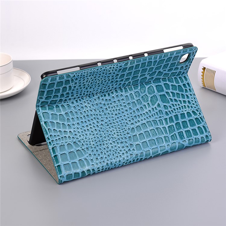 Krokodil-Leder-Smart-Shell-Hülle Für Huawei Mediapad M5 10 / M5 10 (Pro) - Blau-6