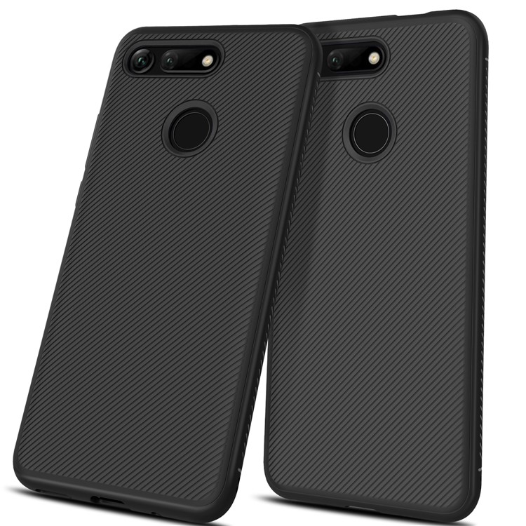 Jazz Series Twill Texture TPU Back Mobile Cover for Huawei Honor View 20 / Honor V20 (China) - Black-1