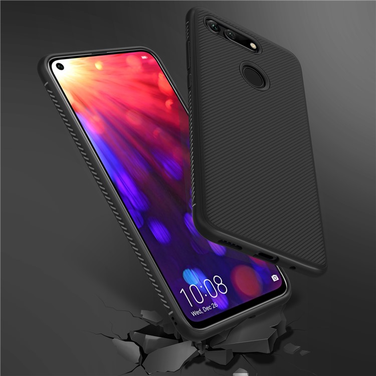 Jazz Series Twill Texture TPU Back Mobile Cover for Huawei Honor View 20 / Honor V20 (China) - Black-8