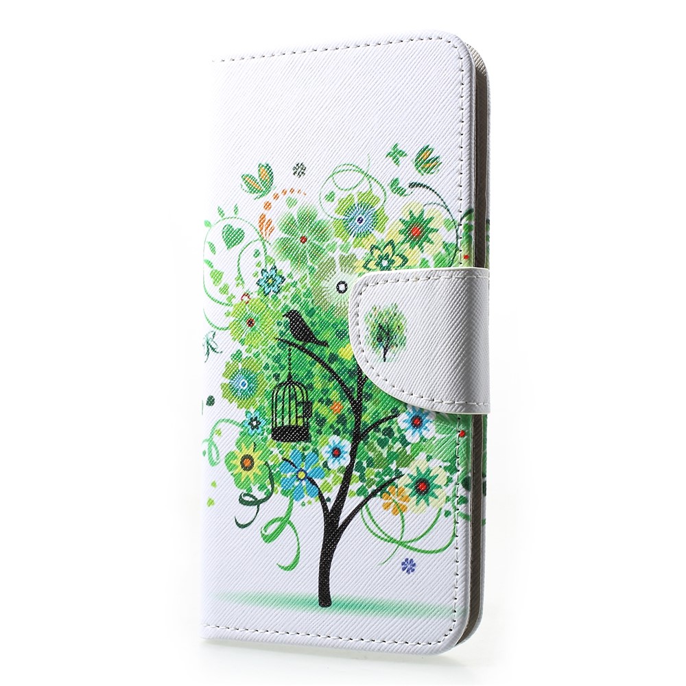 Pattern Printing PU Leather Flip Phone Cover for Huawei P30 Lite - Green Flower Tree-3