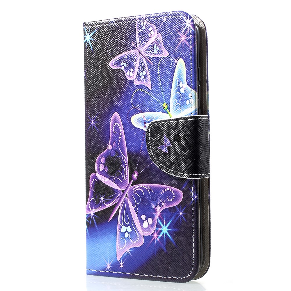 Padrão De Textura Cruzada De Impressão Digital Impressão PU Couro Flip Capa Para Huawei P30 Lite - Linda Borboleta-3