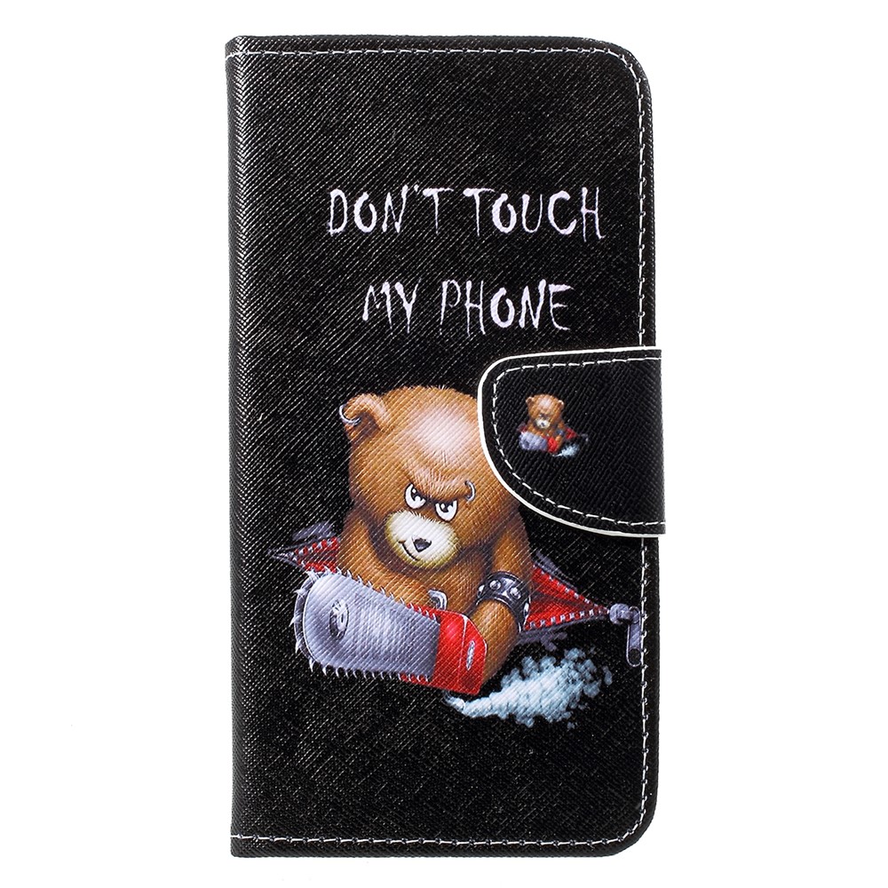 Padrão De Impressão PU Couro Flip Tampa Do Telefone Para Huawei P30 Lite - Urso Bravo E Está Advertindo-1