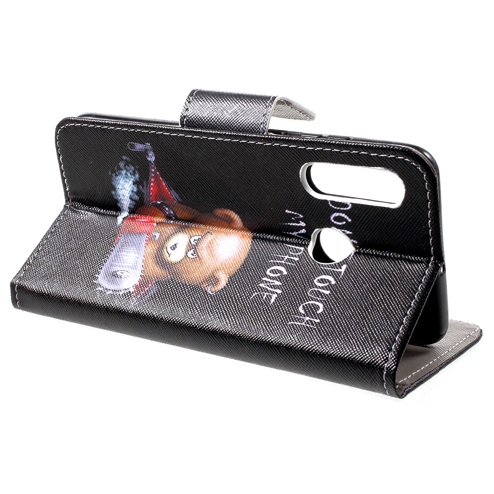 Padrão De Impressão PU Couro Flip Tampa Do Telefone Para Huawei P30 Lite - Urso Bravo E Está Advertindo-4