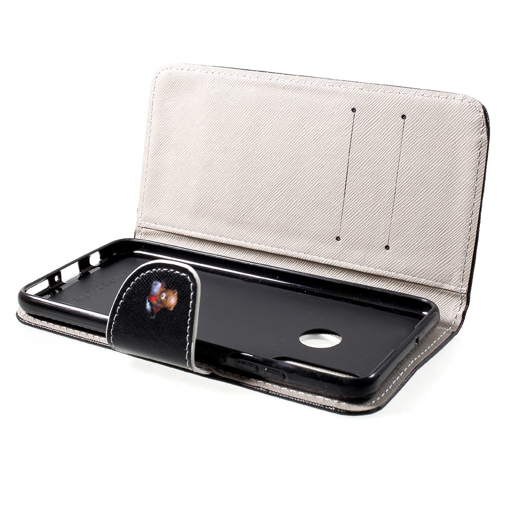 Padrão De Impressão PU Couro Flip Tampa Do Telefone Para Huawei P30 Lite - Urso Bravo E Está Advertindo-5