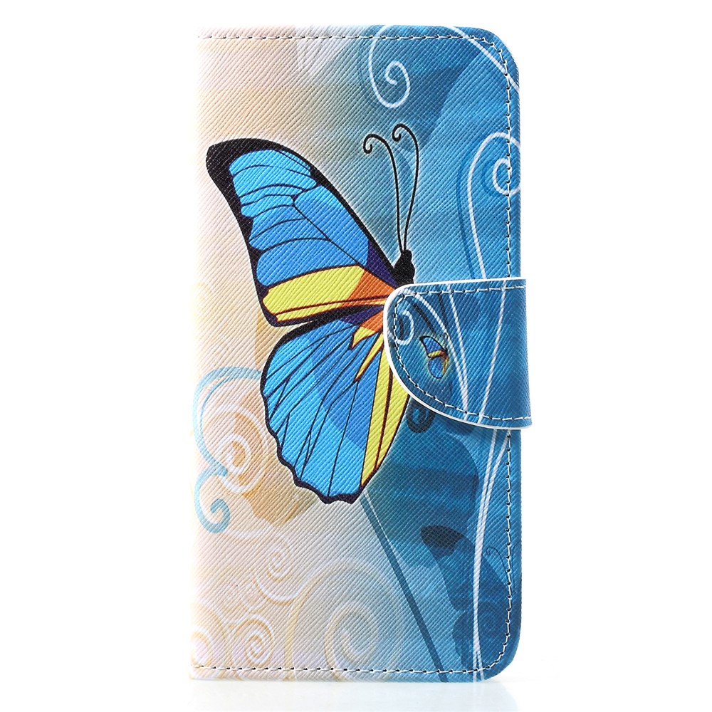 Pattern Printing PU Leather Flip Phone Cover for Huawei P30 Lite - Blue Butterfly-1