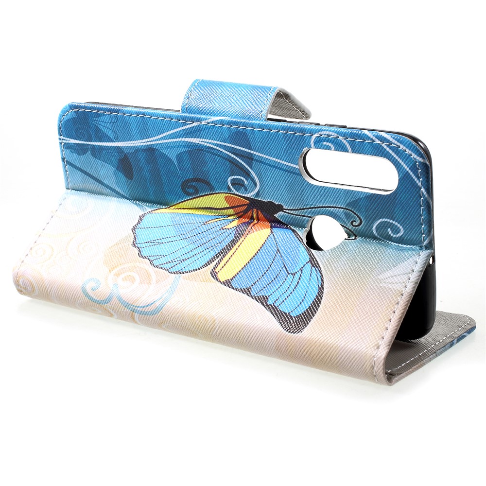 Pattern Printing PU Leather Flip Phone Cover for Huawei P30 Lite - Blue Butterfly-4