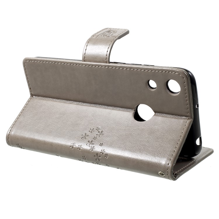 Imprint Tree Owl Wallet Stand Leather Mobile Shell for Huawei Honor 8A - Grey-4
