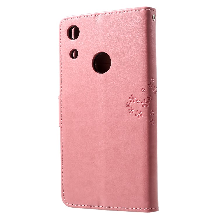 Imprint Tree Owl Wallet Stand Leather Mobile Shell for Huawei Honor 8A - Pink-2
