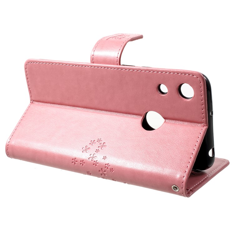 Imprint Tree Owl Wallet Stand Leather Mobile Shell for Huawei Honor 8A - Pink-4