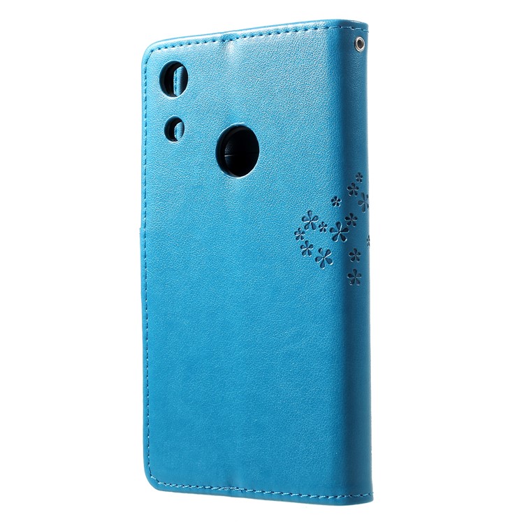 Imprint Tree Owl Wallet Stand Leather Mobile Shell for Huawei Honor 8A - Blue-2
