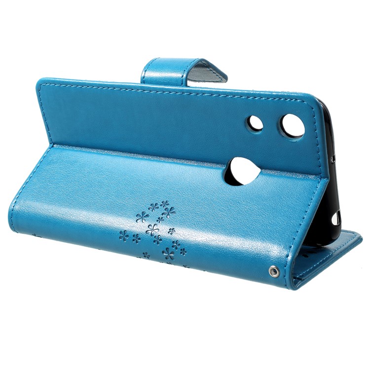 Imprint Tree Owl Wallet Stand Leather Mobile Shell for Huawei Honor 8A - Blue-4