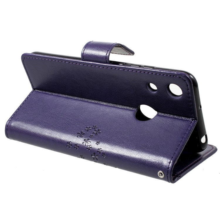 Imprint Tree Owl Wallet Stand Leather Mobile Shell for Huawei Honor 8A - Dark Purple-4