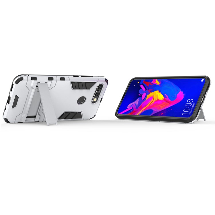 Plastic + TPU Hybrid Cover with Kickstand for Huawei Honor View 20 / Honor V20 - Silver-4
