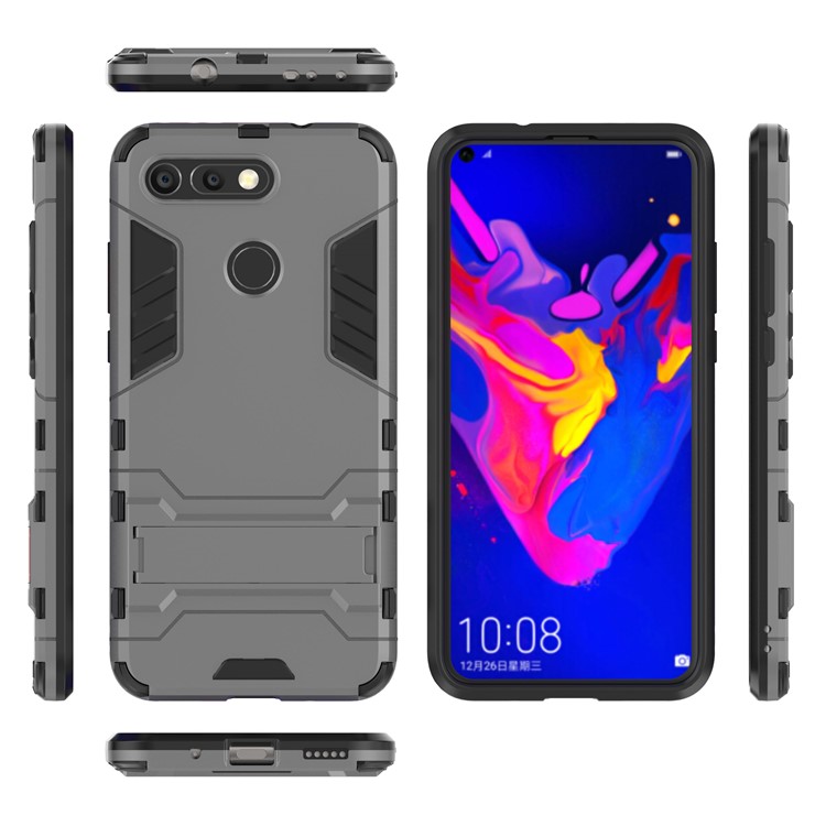 Plastic + TPU Hybrid Shell Case with Kickstand for Huawei Honor View 20 / Honor V20 - Grey-2