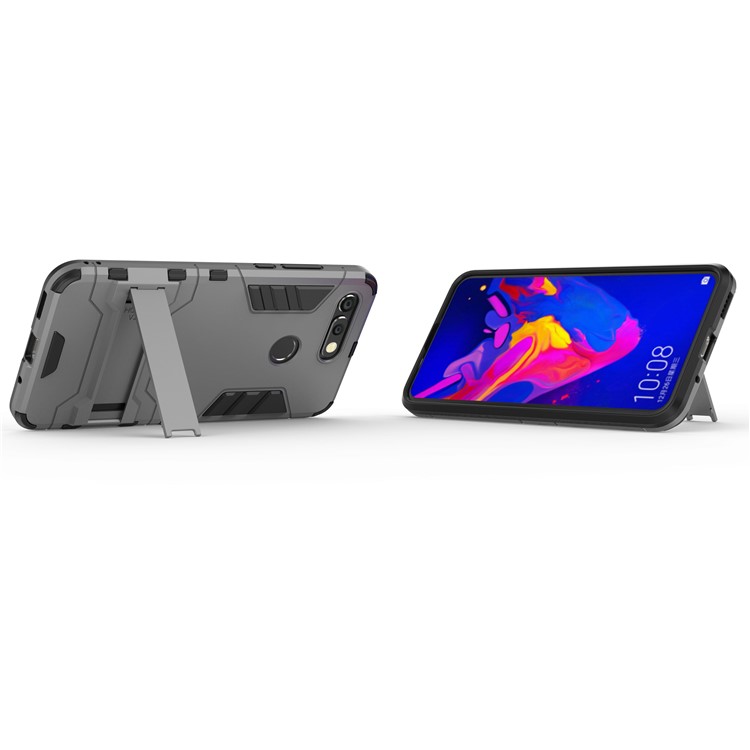 Plastic + TPU Hybrid Shell Case with Kickstand for Huawei Honor View 20 / Honor V20 - Grey-4