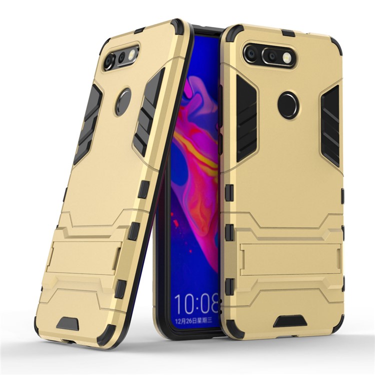 Plastic + TPU Hybrid Phone Case with Kickstand for Huawei Honor View 20 / Honor V20 - Gold-1