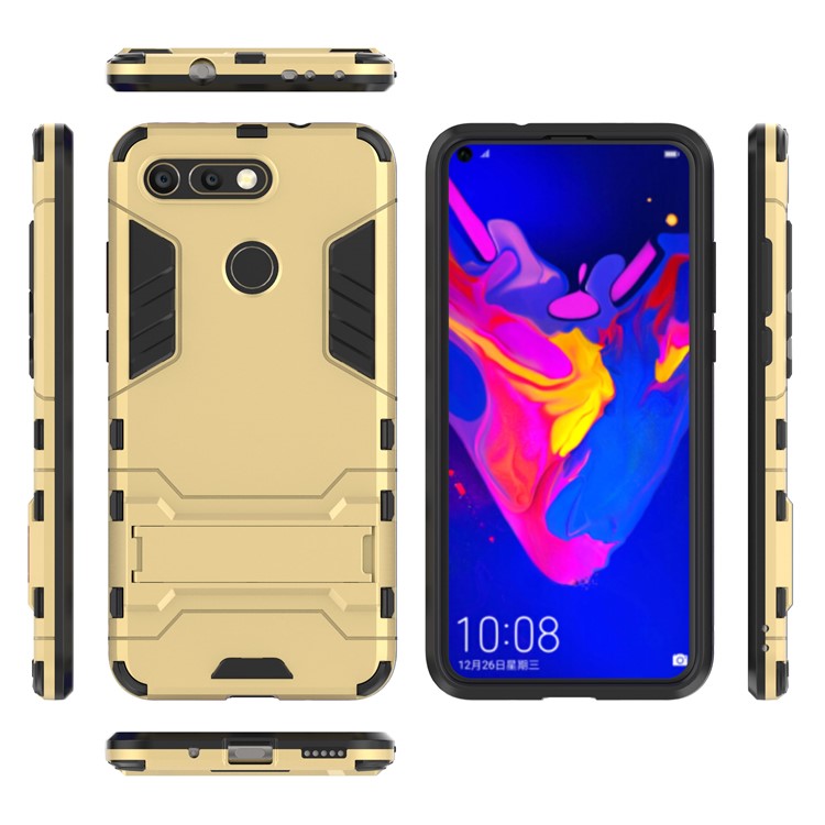 Plastic + TPU Hybrid Phone Case with Kickstand for Huawei Honor View 20 / Honor V20 - Gold-2