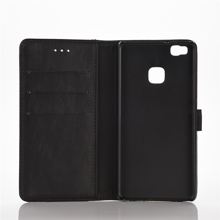 Couverture de Portefeuille de Boîtier en Cuir de Style Rétro Pour Huawei P9 Lite - le Noir