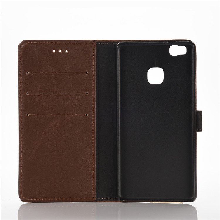 Retro Style Leather Wallet Card Holder Cover for Huawei P9 Lite - Coffee-3